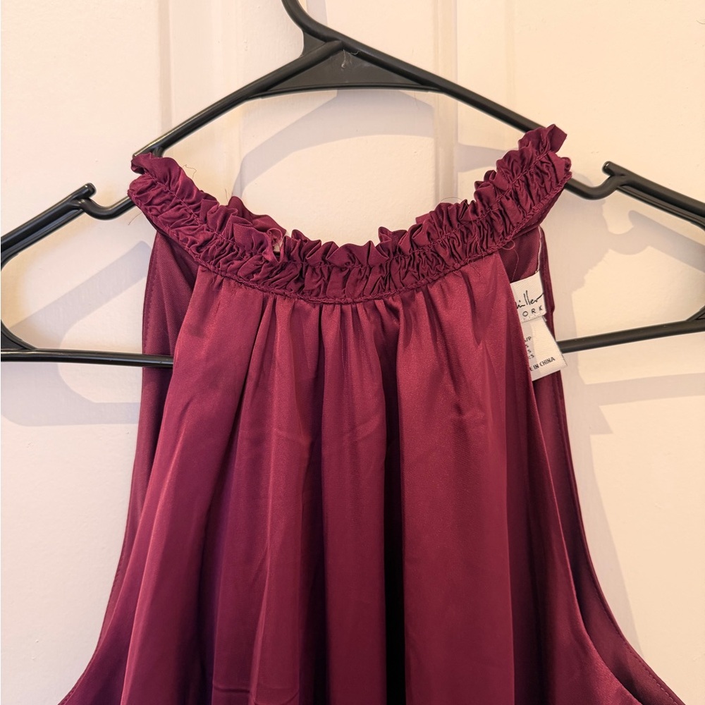 Nicole Miller Silk Purple Halter Midi Dress - Picture 2 of 6